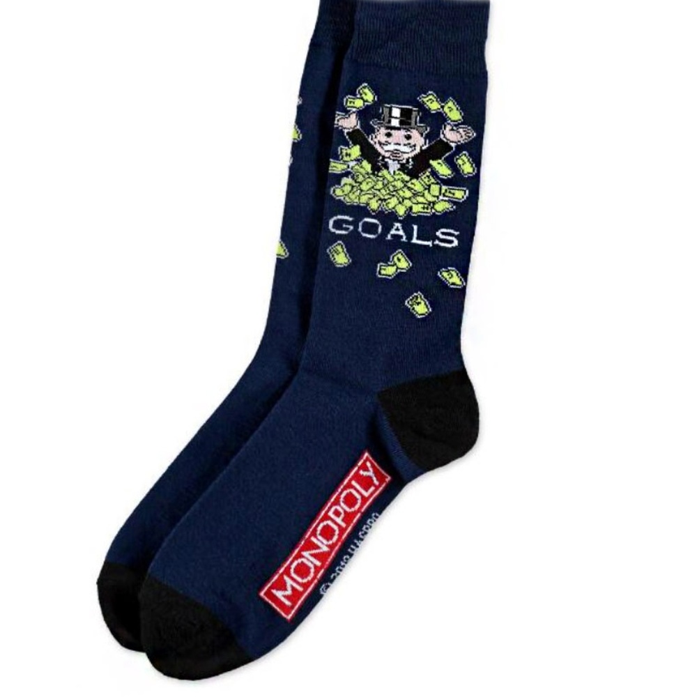 Monopoly Cash Goals Crew Socks Blue